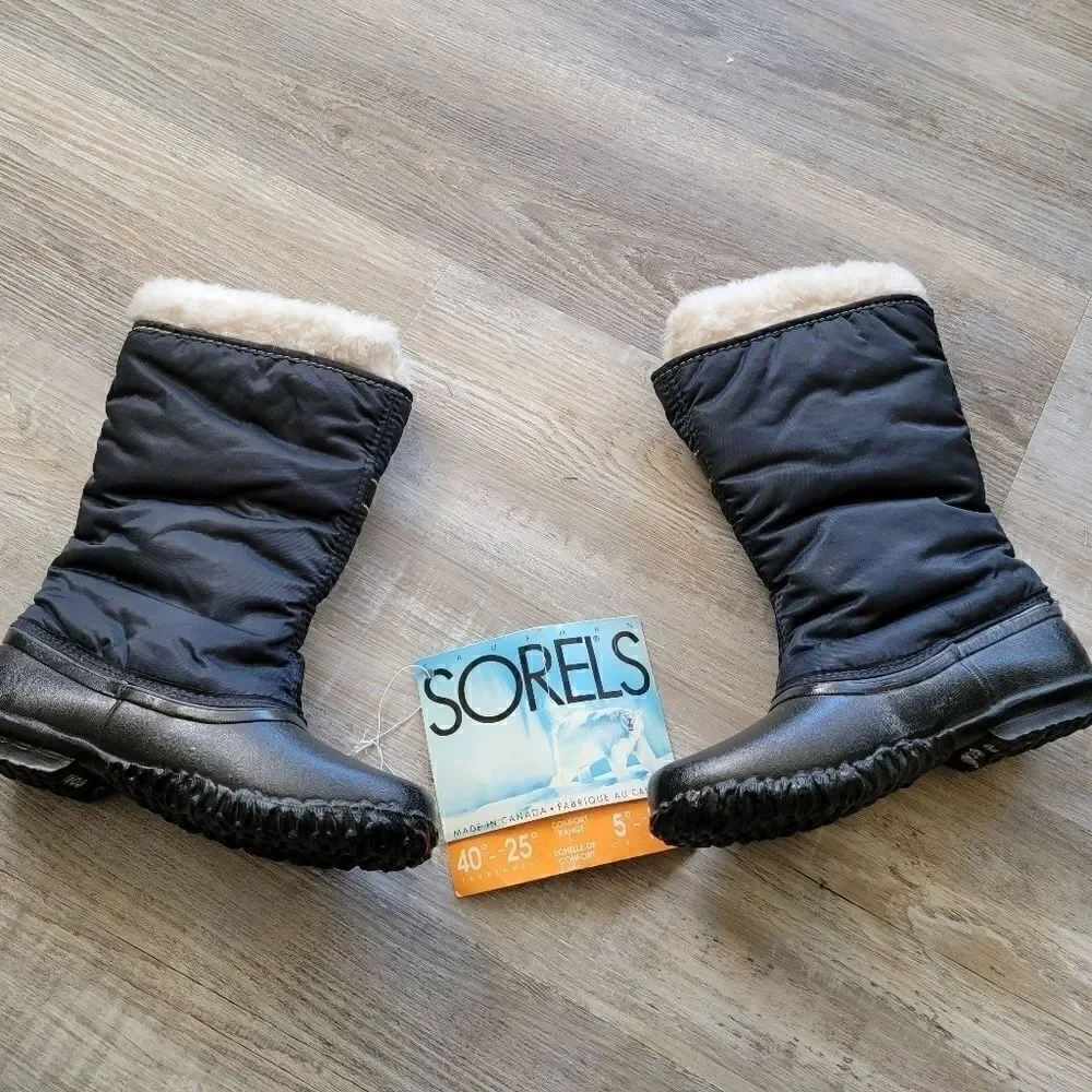 VINTAGE Kaufman Sorel Black Boots size 5 NWT